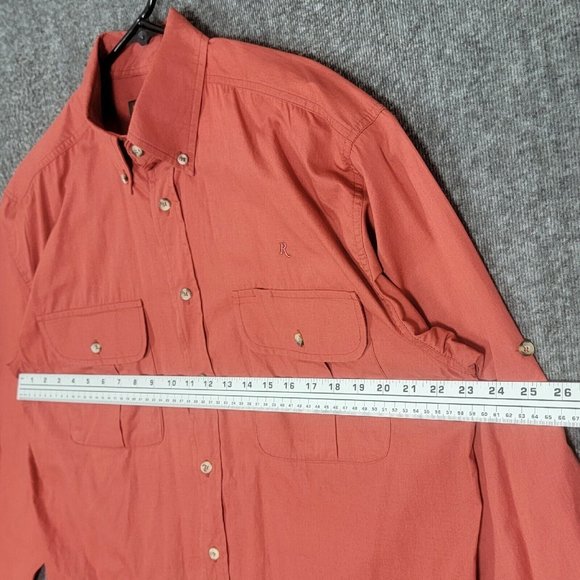 Remington Shirt Mens Large Sienna Brown Long Sleeve Button Down Casual Roll Tab - Picture 7 of 12